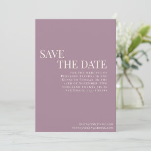 Save The Date Classic Elegant Dusty Purple Mariage de typographi