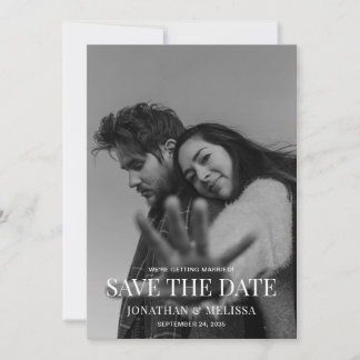 Save The Date Classic Formal Black & White Overlay Photo Wedding