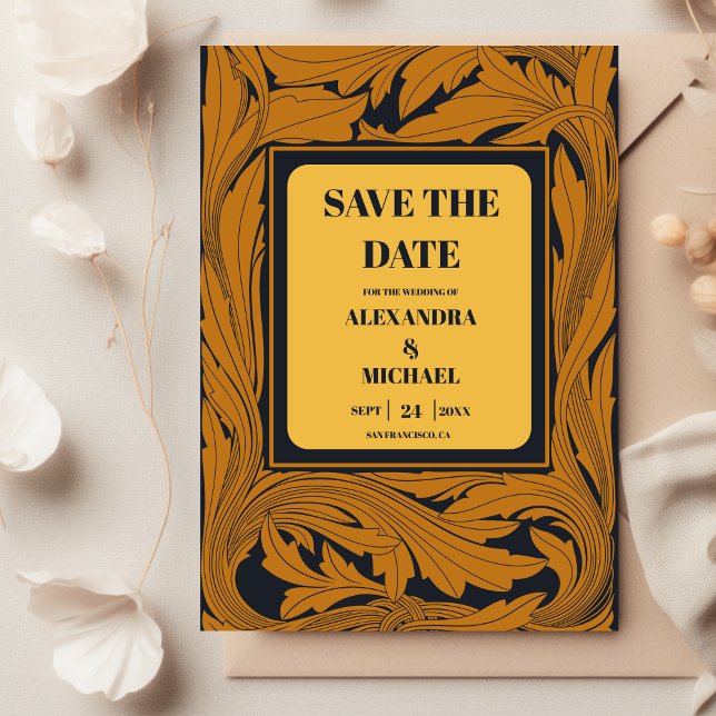 Save The Date Classic Gold Art Nouveau Mariage (Créateur téléchargé)