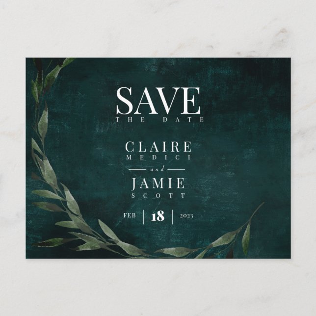 Save The Date, Classic Green Holiday Postcard (Front)