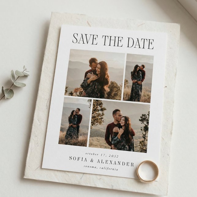 Save The Date Classic Headline Photo Collage Wedding (Créateur téléchargé)