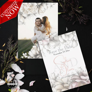 Save the Date Classic Modern Ivory and Blush Invitation