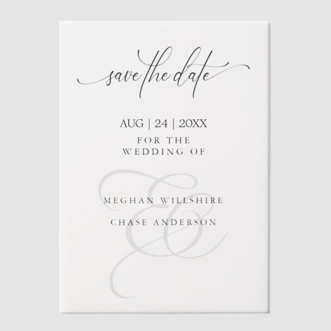 Save the Date Classic Overlay Vellum Invitations (Front)