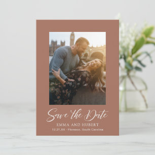 Save The Date Classique Burnt Orange Photo Mariage élégant
