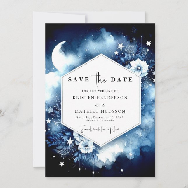 Save The Date Classique Chic Moonlit Mariage (Devant)