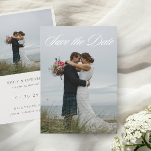 Save The Date Classique Élégant Deux Photos Mariage Enregistrer