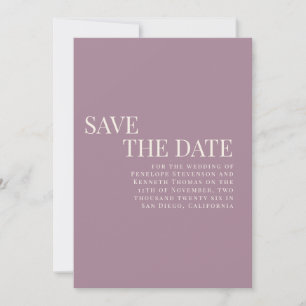 Save The Date Classique Elegant Dusty violet Mariage Couple Phot