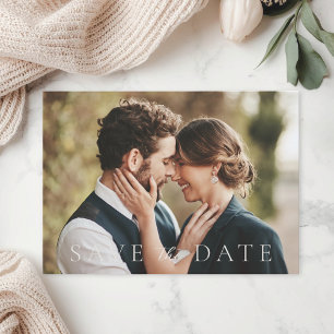 Save The Date Classique Neutre Photo Mariage Date à Sauvegarder