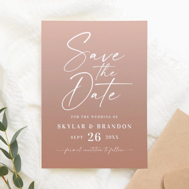 Save The Date Clay et Mariage rose pâle Ombre simple (Créateur téléchargé)