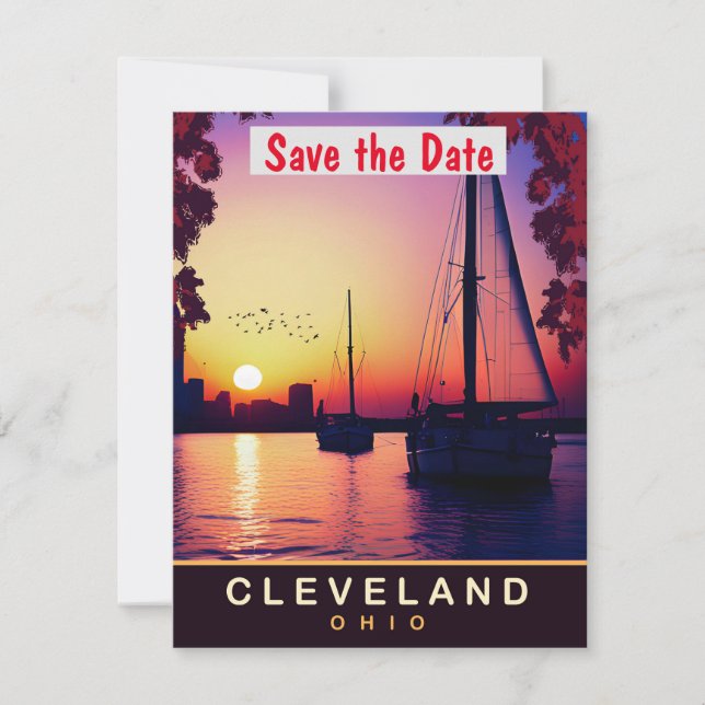 Save The Date Cleveland, Ohio, Travel Postcard, (Devant)