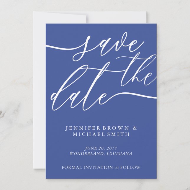 Save The Date Cobalt Blue Mariage Enregistrer Date Photo personn (Devant)