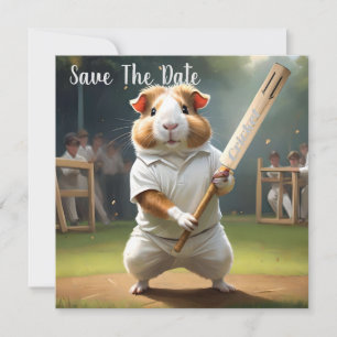 Save The Date Cobaye Joueur de Cricket : Vêtu de Blanc