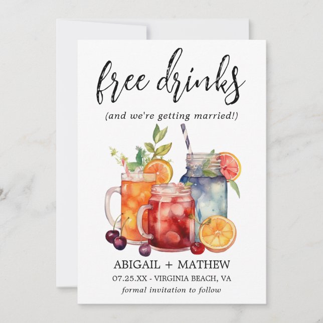 Save The Date Cocktails drôles aux fruits tropicaux Photo de boi (Devant)