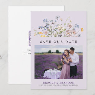 Save The Date Code QR de jardin de prairie de fleurs sauvages de