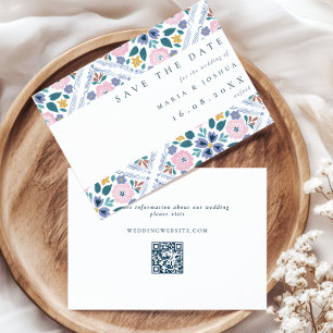 Save The Date Code QR de mariage à motif floral grandmillénial