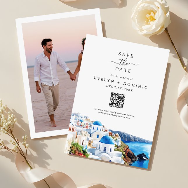 Save The Date Code QR de mariage de destination Photo moderne (Créateur téléchargé)