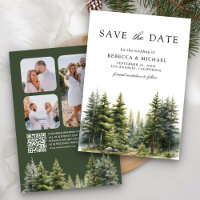 Code QR de mariage de forêt de pins