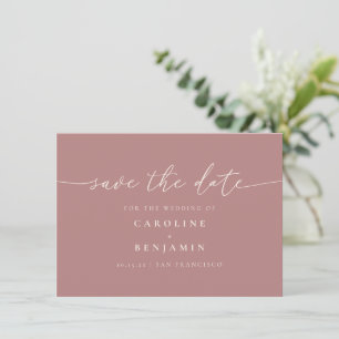 Save The Date Code QR de mariage en écriture cursive Rose Poussi