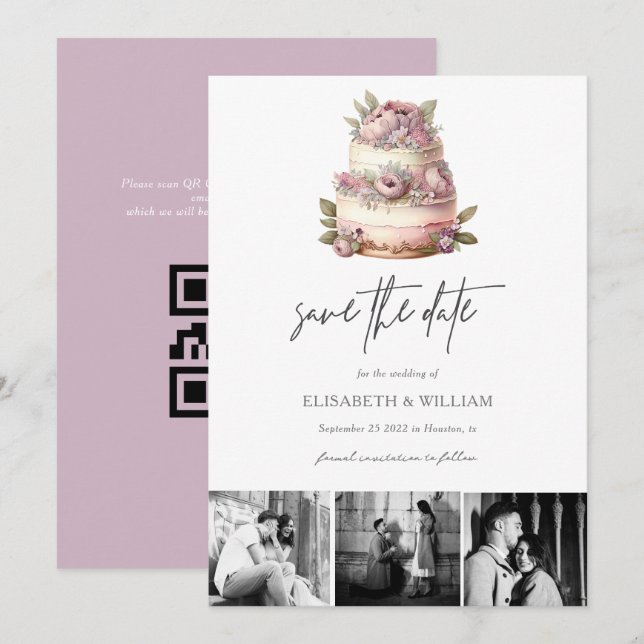 Save The Date Code QR de mariage en jardin à conserver  (Devant / Derrière)