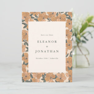Save The Date Code QR de mariage floral jaune bohème moderne aut