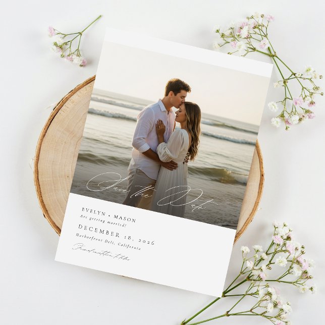 Save The Date Code QR de mariage photo de script élégant simple (Créateur téléchargé)