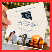 Code QR de photo de mariage bleu poussiéreux éléga