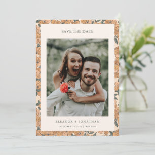 Save The Date Code QR de photo de mariage floral jaune Bohème mo
