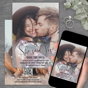 Save The Date Code QR Elle a dit oui ! Fiançailles de mariage 2 