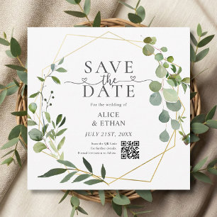 Save The Date Code QR Eucalyptus Script Heart Enregistrer la Dat