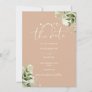 Save The Date Code QR Floral Végétal Mariage Beige