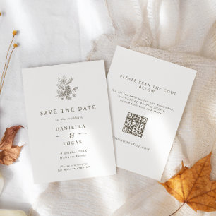 Save The Date Code QR Mariage de automne vintage Pinecone & Acor