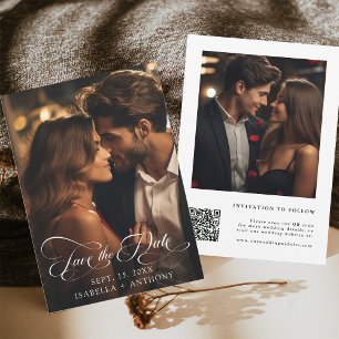 Save The Date Code QR Mariage de calligraphie élégant