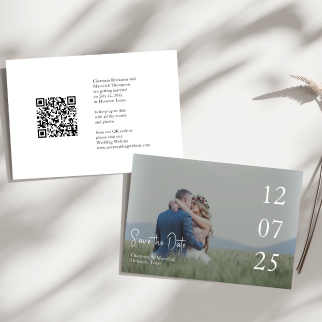 Save The Date Code QR Mariage de superposition de script moderne (Créateur téléchargé)