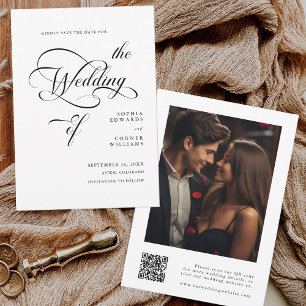 Save The Date Code QR Mariage élégant de calligraphie classique