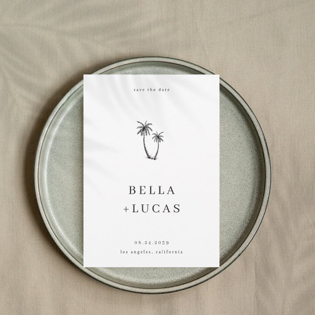 Save The Date Code QR Mariage Palmier Dessiné à la Main Tropical (Créateur téléchargé)