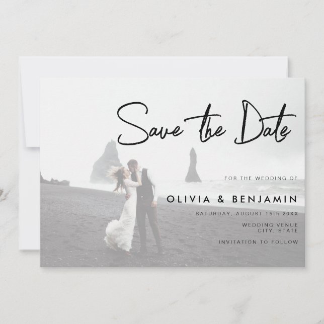 Save The Date Code QR - Mariage photo Enregistrer la date (Devant)