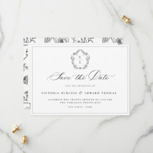 Save The Date Code QR Mariage vintage Black Crest
