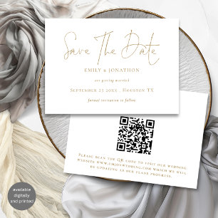 Save The Date Code QR minimaliste de script or