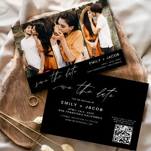 Save The Date Code QR noir Enregistrer la date 3 Photo Elegant