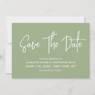 Save The Date Code QR scannable de la calligraphie verte de Sage