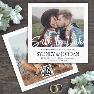 Save The Date Code QR Superposition de photo de script moderne M