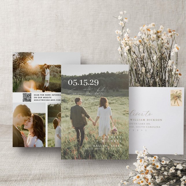 Save The Date Code QR Typographie moderne Elégante superposition (QR Code Save the Date!)