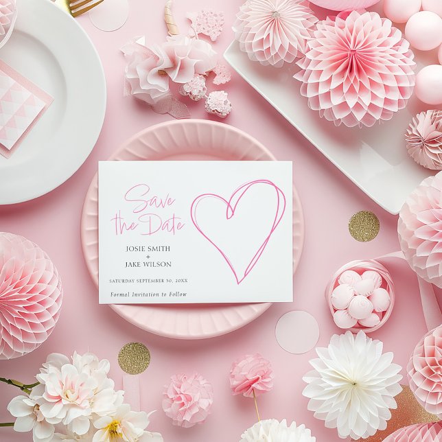 Save The Date Coeur d'amour rose sauver la date (Créateur téléchargé)