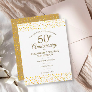 Save The Date Cœur de confettis dorés pour 50e anniversaire de m