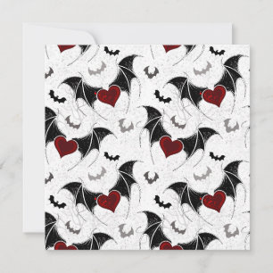 Save The Date Coeur d'Halloween avec ailes de chauve-souris noir
