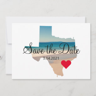 Save The Date Coeur photo en forme texane sur la destination