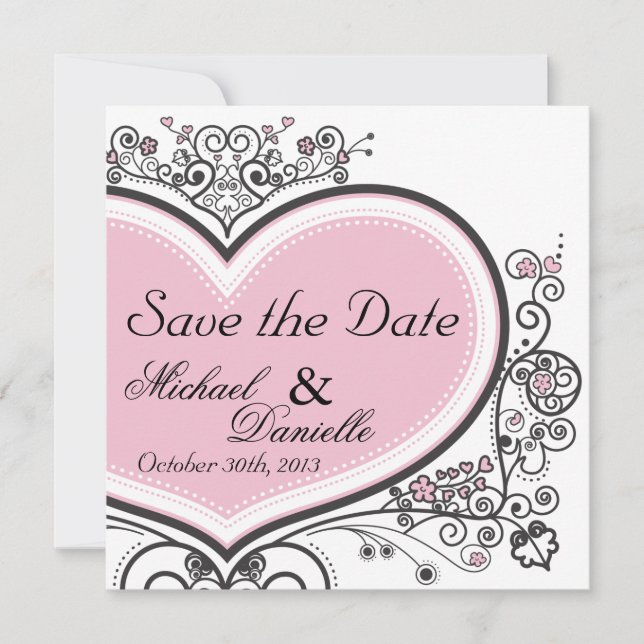 Save The Date Coeur rose (Devant)