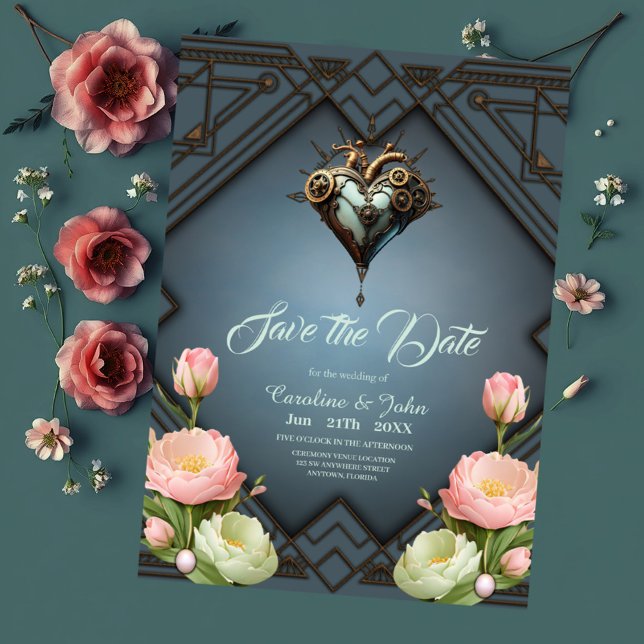 Save The Date Coeur steampunk fascinant (Créateur téléchargé)