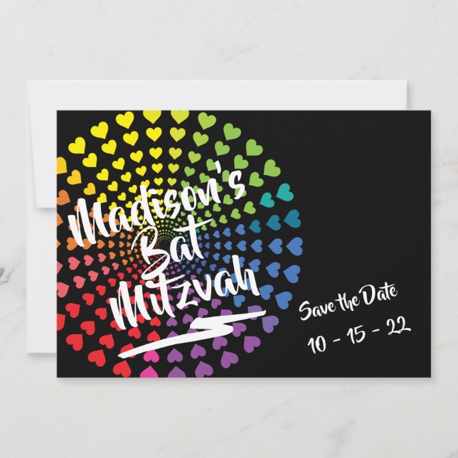 Save The Date COEURS DE COEUR DE PLANCHE Bat mitzvah Enregistrer (Devant)