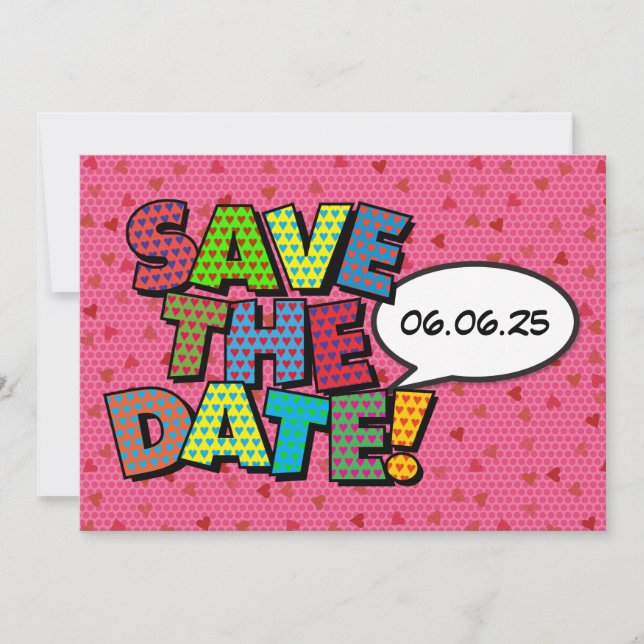 Save The Date Coeurs Rose Moderne Confetti Mariage Enregistrer L (Devant)